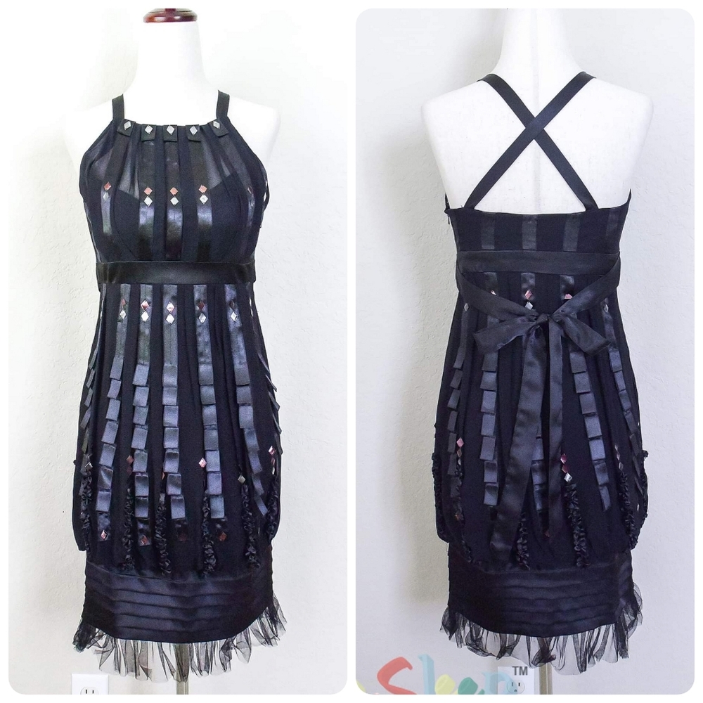 🖤 *Sue Wong* Designer: Black Cocktail Evening Silk Tulle/Ruffle Dress. 2